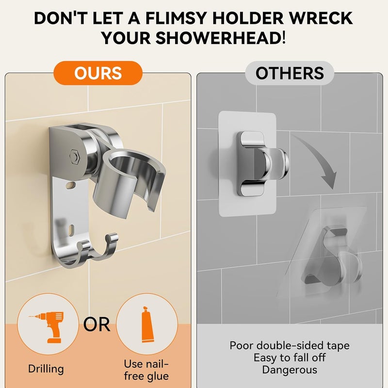 NTPN Dual Shower Head with Handheld for Couples, High Pressure Double Shower Heads for Two People Rod, Two Showerhead System Fit 2 Person, Gifts for Women Men, SPA-Like (Chrome, Segmented Design) - Image 5